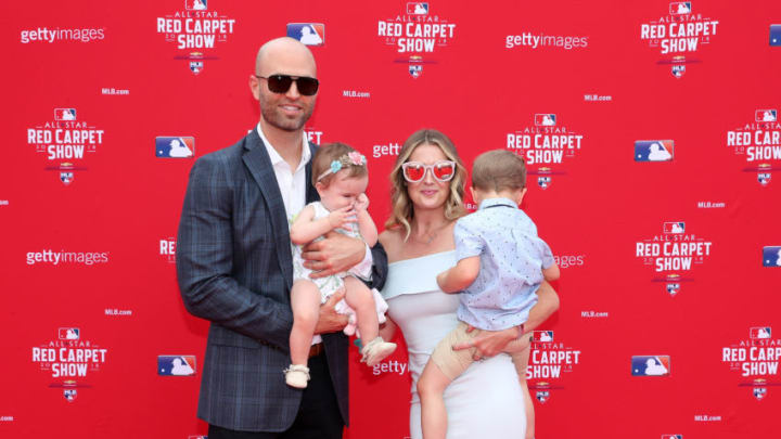 WASHINGTON, DC - JULY 17: J.A. Happ #33 of the Toronto Blue Jays and guests attend the 89th MLB All-Star Game, presented by MasterCard red carpet at Nationals Park on July 17, 2018 in Washington, DC. (Photo by Patrick Smith/Getty Images)