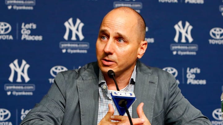 NEW YORK, NY - AUGUST 07: New York Yankees general manager Brian Cashman speaks during a news conference on August 7, 2016 at Yankee Stadium in the Bronx borough of New York City. (Photo by Jim McIsaac/Getty Images) NEW YORK, NY - AUGUST 07: New York Yankees general manager Brian Cashman speaks during a news conference on August 7, 2016 at Yankee Stadium in the Bronx borough of New York City. (Photo by Jim McIsaac/Getty Images)
