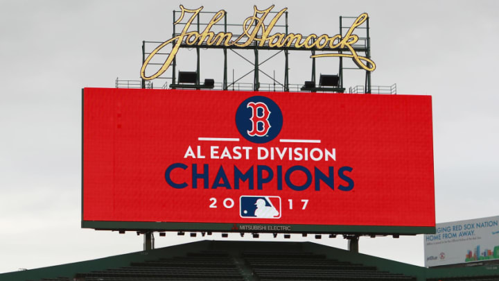 BOSTON, MA - SEPTEMBER 30: AL East Division Champions sign after the game against the Boston Red Sox and the Houston Astros at Fenway Park on September 30, 2017 in Boston, Massachusetts. (Photo by Omar Rawlings/Getty Images)