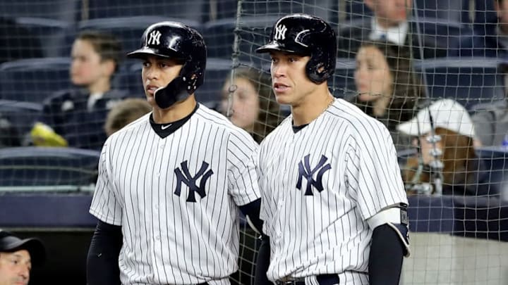 NEW YORK, NY - APRIL 16: Giancarlo Stanton (Photo by Elsa/Getty Images) NEW YORK, NY - APRIL 16: Giancarlo Stanton (Photo by Elsa/Getty Images)