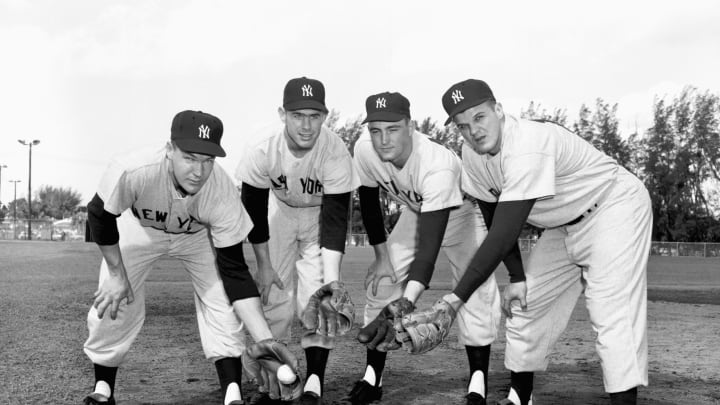 Bill Skowron (far right) of the New York Yankees. (Photo by: Kidwiler Collection/Diamond Images/Getty Images)