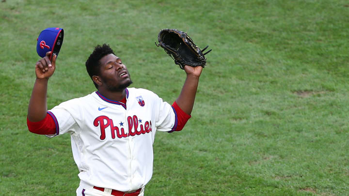 Closer Hector Neris #50 of the Philadelphia Phillies (Photo by Rich Schultz/Getty Images)