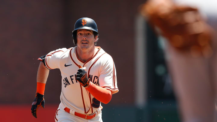 Mike Yastrzemski #5 of the San Francisco Giants (Photo by Lachlan Cunningham/Getty Images)