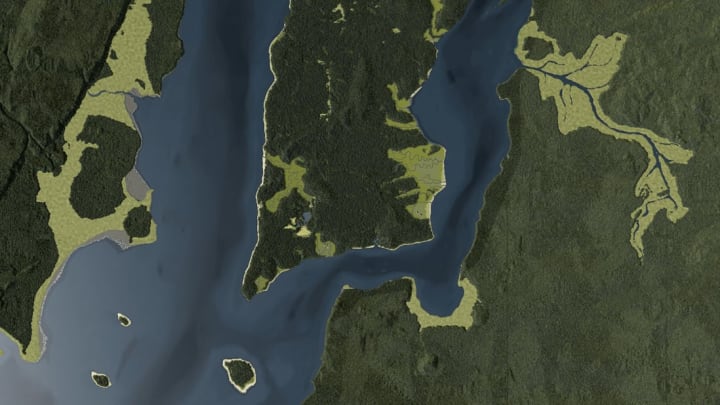 Welikia's rendering of what Manhattan and the surrounding area might have looked like in 1609.