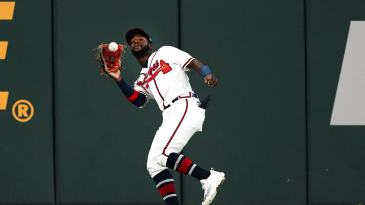 Atlanta Braves center fielder Michael Harris II (23) catches a fly ball from New York Mets' Brandon Nimmo during the sixth inning of a baseball game Tuesday, Aug. 16, 2022, in Atlanta. (AP Photo/John Bazemore) Atlanta Braves center fielder Michael Harris II (23) catches a fly ball from New York Mets' Brandon Nimmo during the sixth inning of a baseball game Tuesday, Aug. 16, 2022, in Atlanta. (AP Photo/John Bazemore)