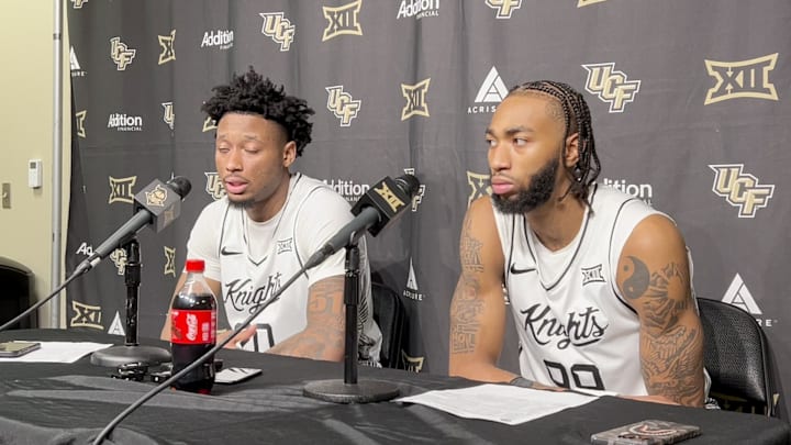 UCF Basketball Postgame vs. Quinnipiac: Center Jeremy Foumena and Forward Jordan Burks