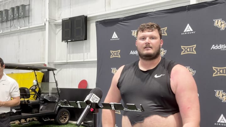 UCF offensive lineman Preston Cushman Post-Practice 4/3