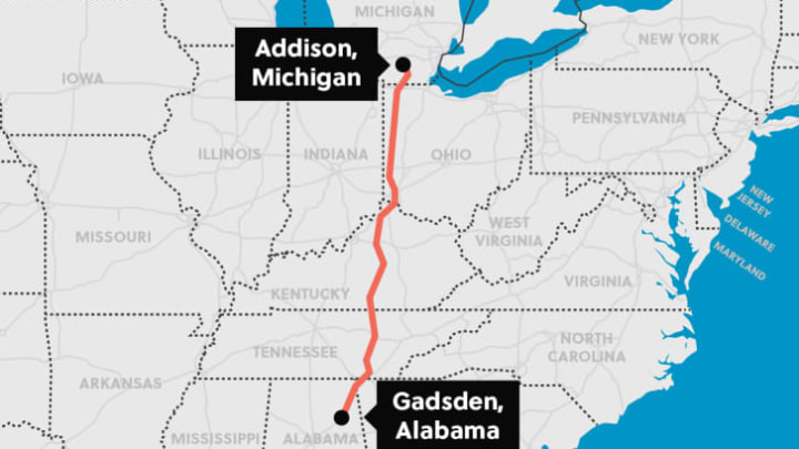 The route of the Corridor 127 Sale, also known as "The World's Longest Yard Sale."