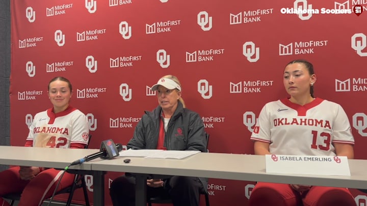 WATCH: Oklahoma HC Patty Gasso, SS Gabbie Garcia and C Isabela Emerling's South Carolina Postgame