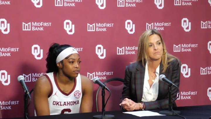 Watch Oklahoma HC Jennie Baranczyk, G Sahara Williams Recap Win Over Belmont