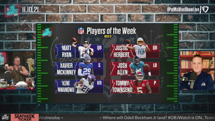 Week 9 Players of the Week – The Pat McAfee Show
