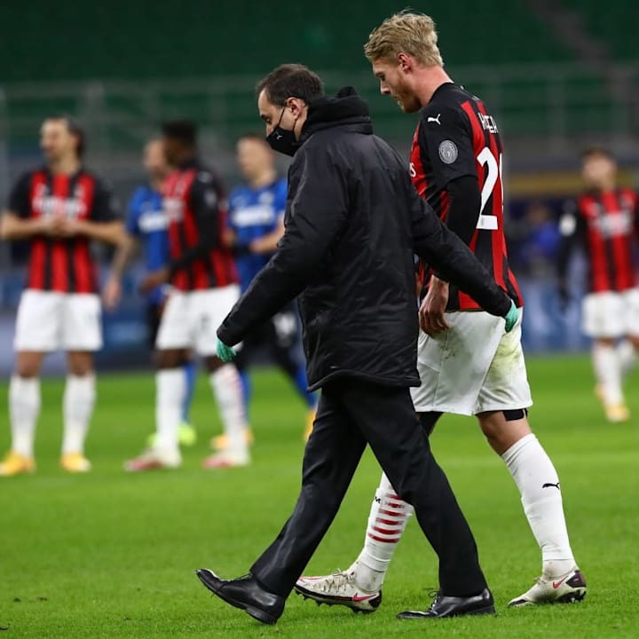 L'infortunio di Kjaer con l'Inter