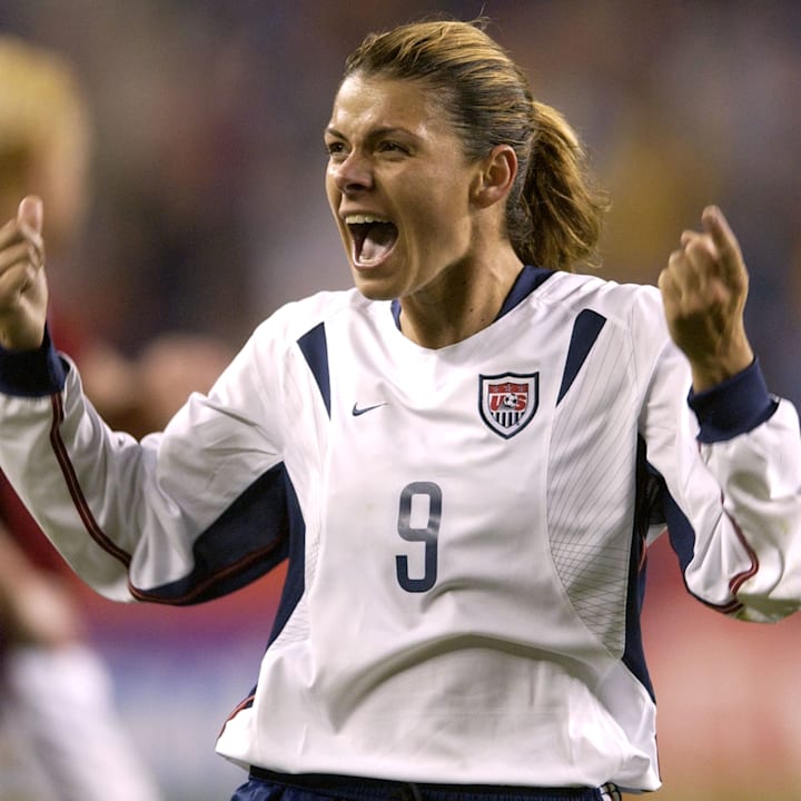 Hamm celebrates at the 2003 World Cup