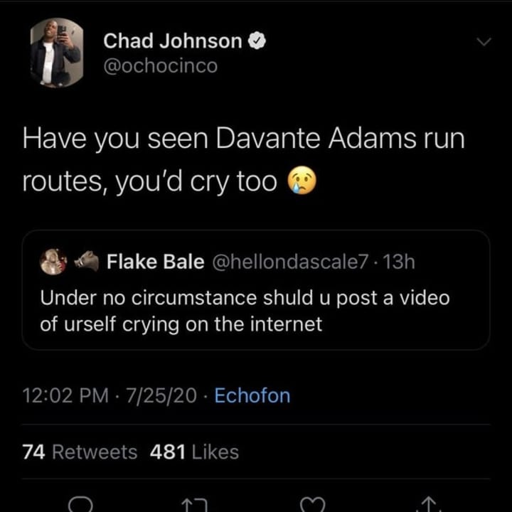 Chad Johnson shows love fr DeVante Adams.