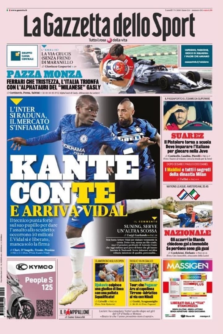 La Gazzetta dello Sport del 7 settembre 2020