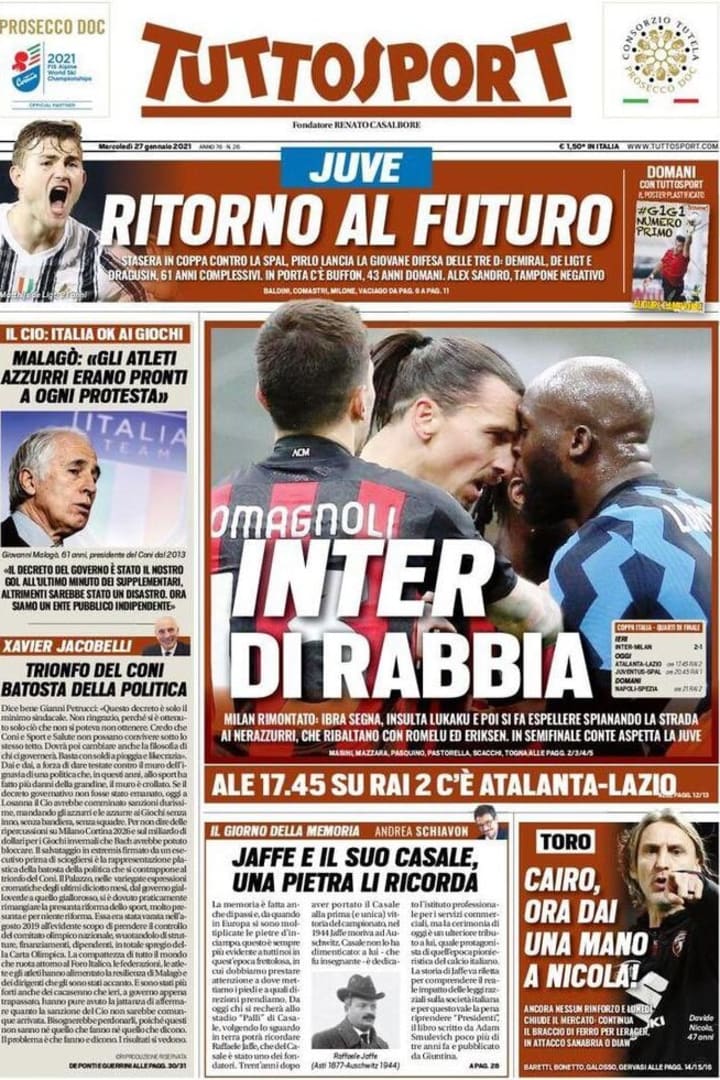 Tuttosport del 27 gennaio 2021