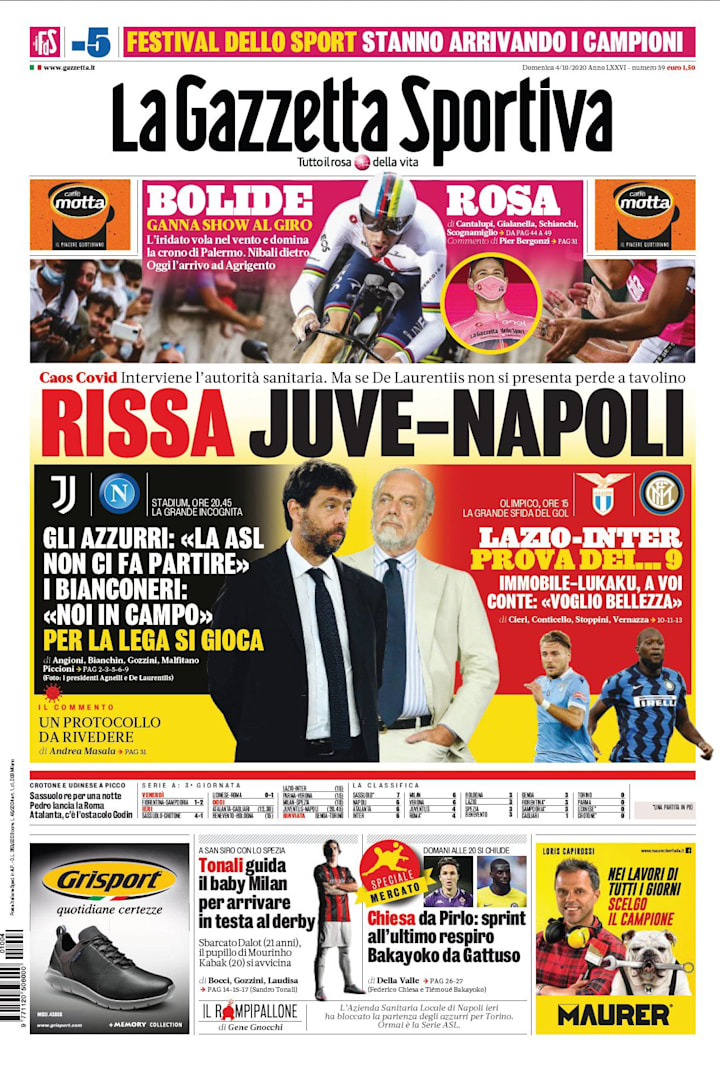 La Gazzetta dello Sport del 4 ottobre 2020
