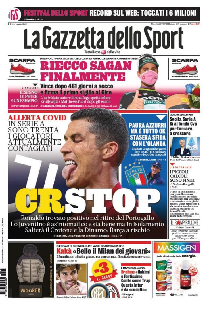La Gazzetta dello Sport del 14 ottobre 2020