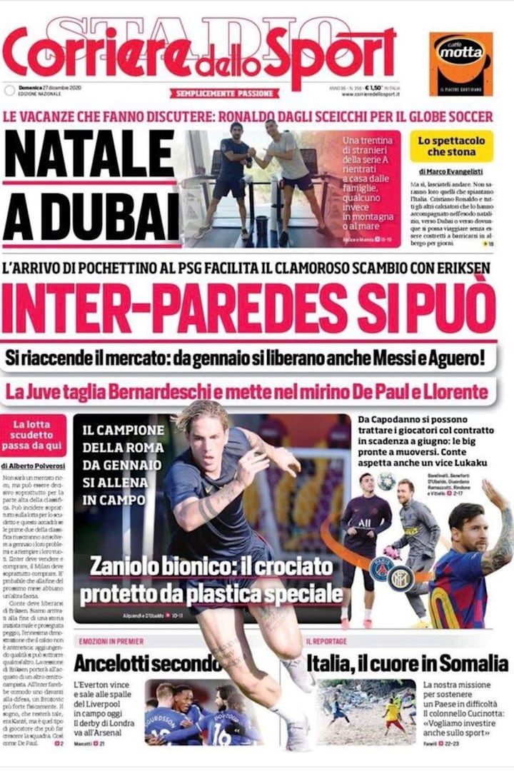 Corriere dello Sport del 27 dicembre 2020