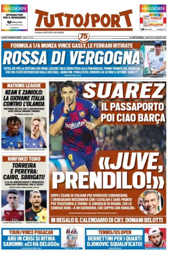 Tuttosport del 7 settembre 2020