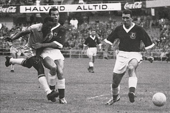Pele (L) emerged as a superstar at the 1958 World Cup
