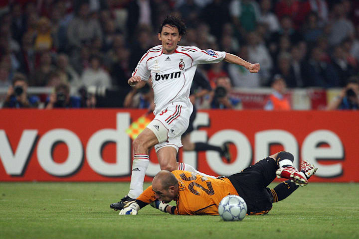 AC Milan's forward Filippo Inzaghi score...