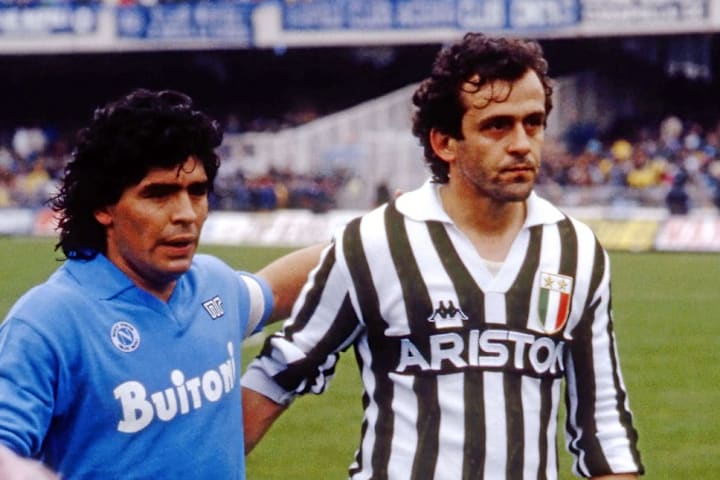 Michel Platini dengan Diego Maradona