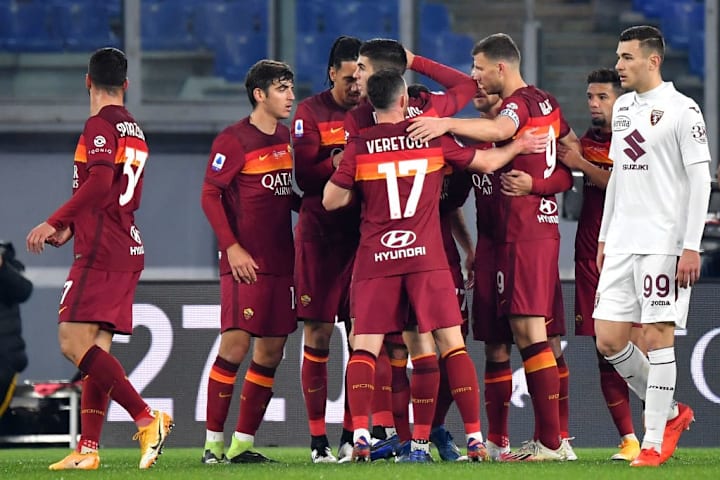L'esultanza della Roma contro il Torino