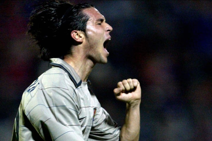 Barcelona's Luis Garcia celebrates after Barcelona's Luis Garcia celebrates after