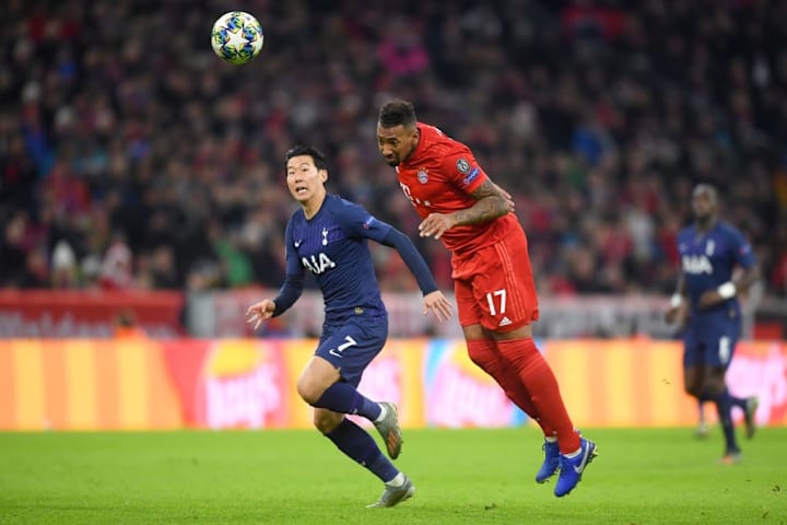 Boateng (right) came up against Tottenham's attacking talents, including Heung-min Son (left), last year