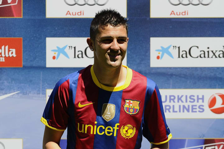Villa presentado como jugador blaugrana