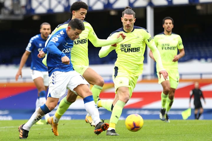 James Rodriguez evades the Newcastle defence
