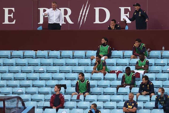 Aston Villa's socially distant subs bench