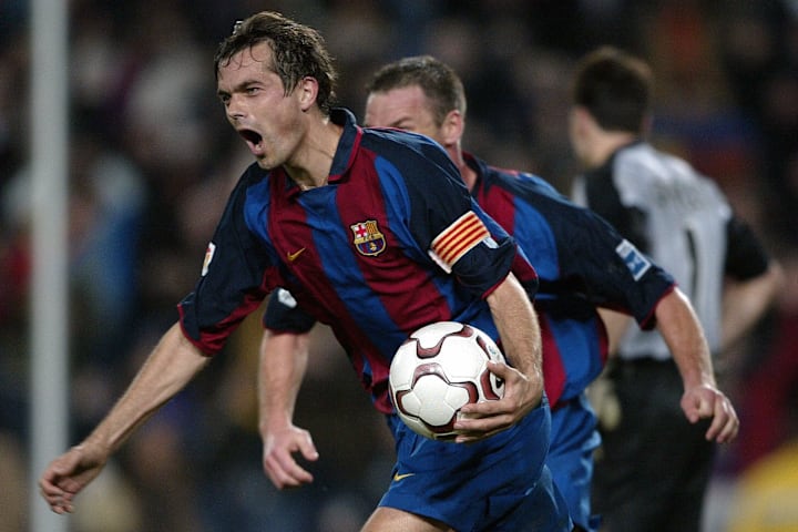 FC Barcelona Dutch Philip Cocu celebrate FC Barcelona Dutch Philip Cocu celebrate