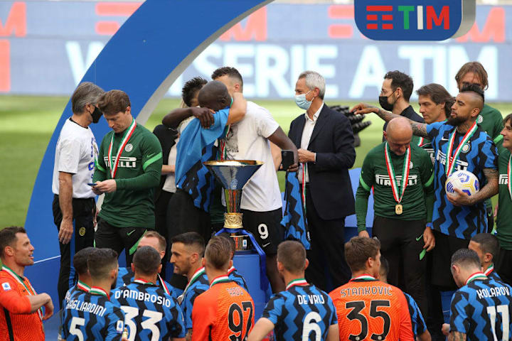 Lautaro Martinez, Romelu Lukaku, Antonio Pintus, Arturo Vidal, Paolo Dal Pino