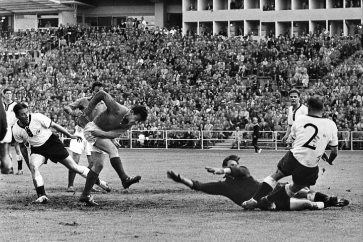 Just Fontaine fires home against West Germany