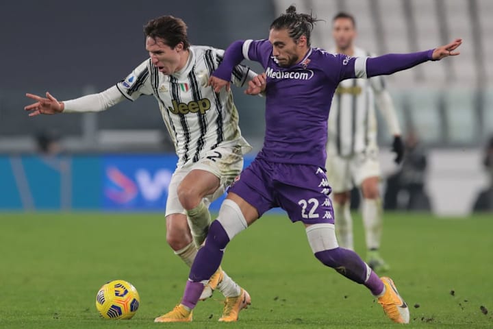 Federico Chiesa e Martin Caceres, Juve-Fiorentina