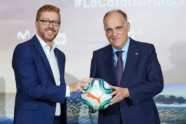 Javier Tebas durante un acto de presentación de La Liga