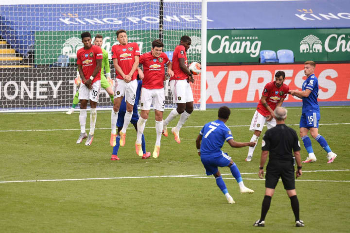 Gray taking a free-kick on the final day of the Premier League season