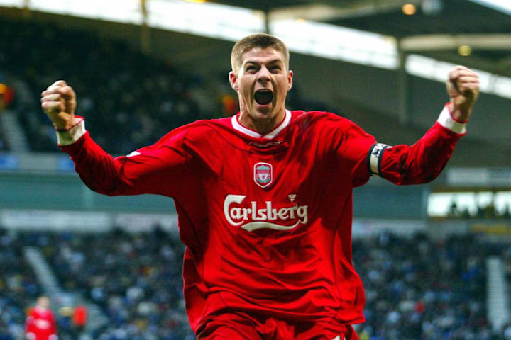 Liverpool' Steven Gerrard celebrates aft
