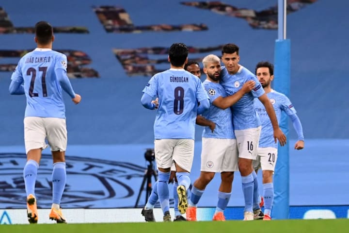 Sergio Agüero celebra un gol conseguido con el Manchester City.