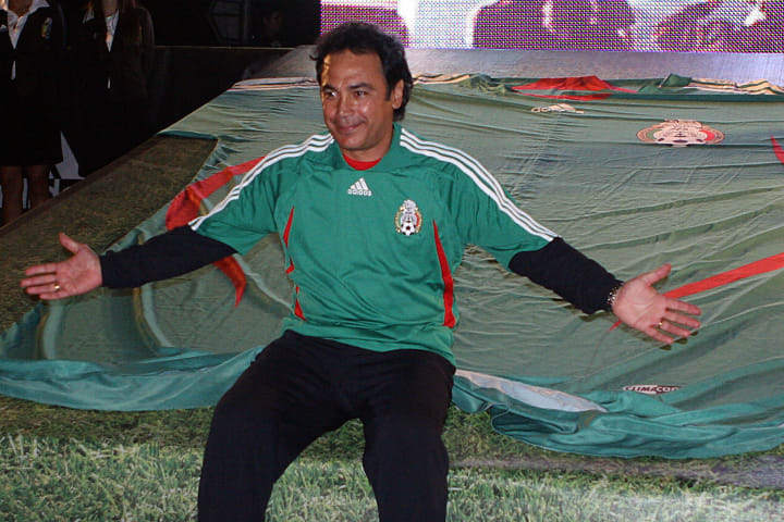 Mexican soccer coach Hugo Sanchez presen...