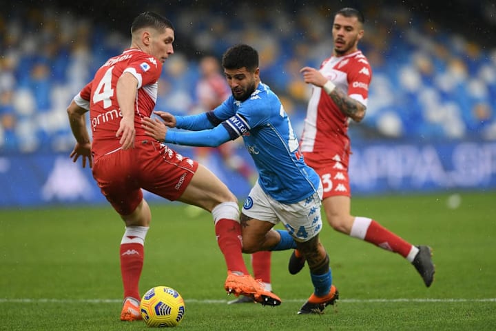 Azione di gioco durante Napoli-Fiorentina