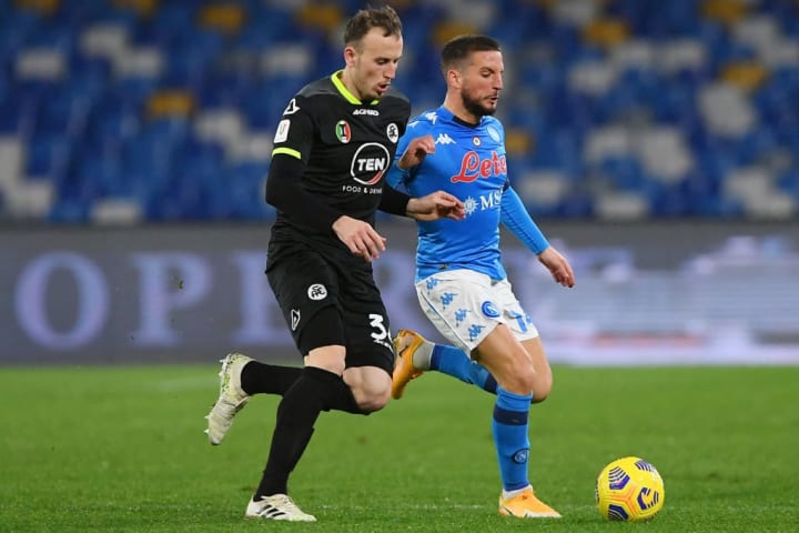 Mertens nella gara contro lo Spezia