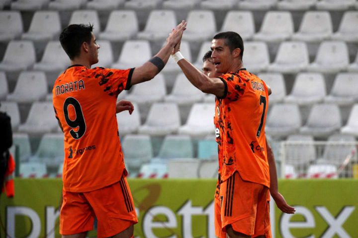 Morata (left) assisted his Juventus teammate Ronaldo within minutes of the latter's substitution