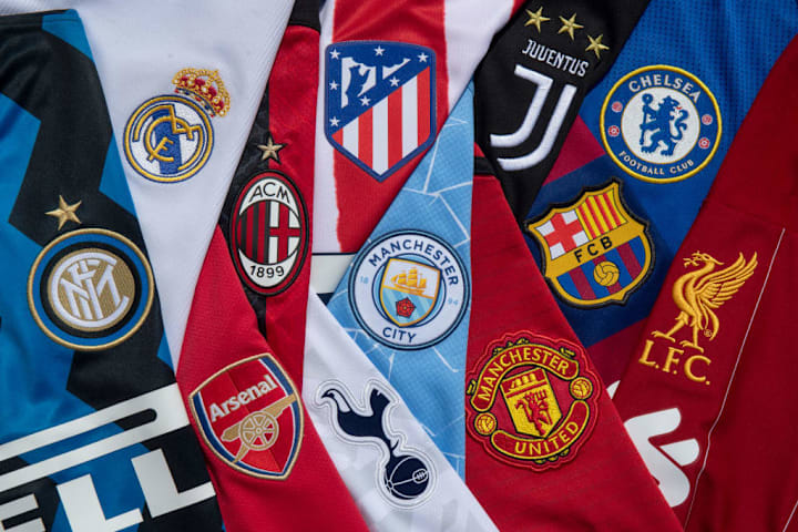 The Club Badges of the 12 European Super League teams