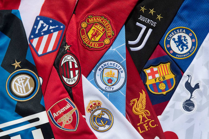 The Club Badges of the 12 European Super League teams