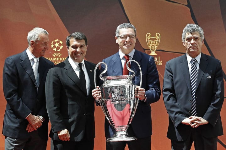 Laporta with the Champions League trophy