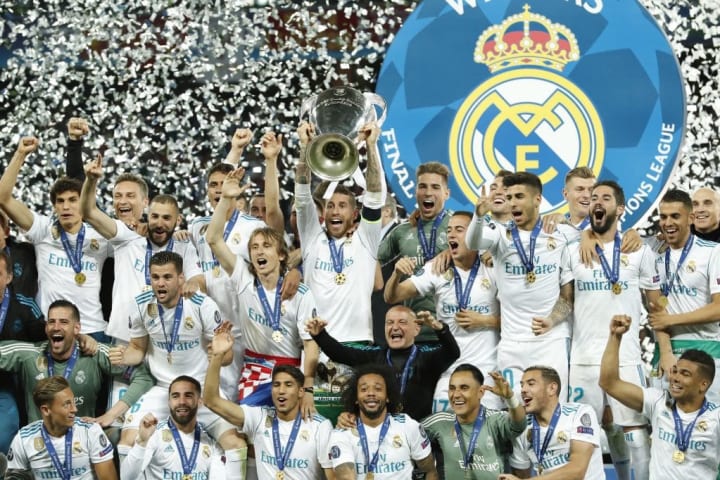 El Real Madrid celebrando la décimo tercera Copa de Europa en 2018