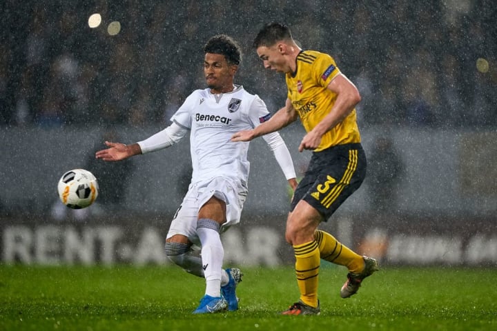 Marcus Edwards in action against Arsenal in this season's Europa League